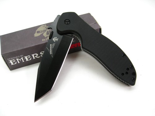 มีดพับKERSHAW EMERSON Black G-10 CQC-7K Tanto Black Folding Knife! 6034TBLK