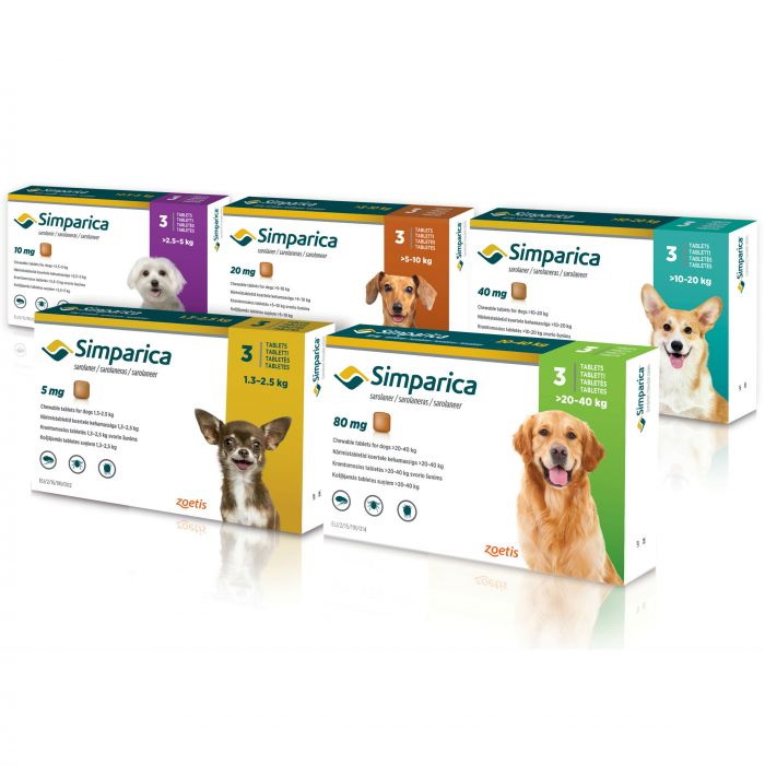 Simparica ซิมพาริคา ชนิดเม็ดเคี้ยว ป้องกันและกำจัดเห็บ หมัด เรื้อน ไรหู