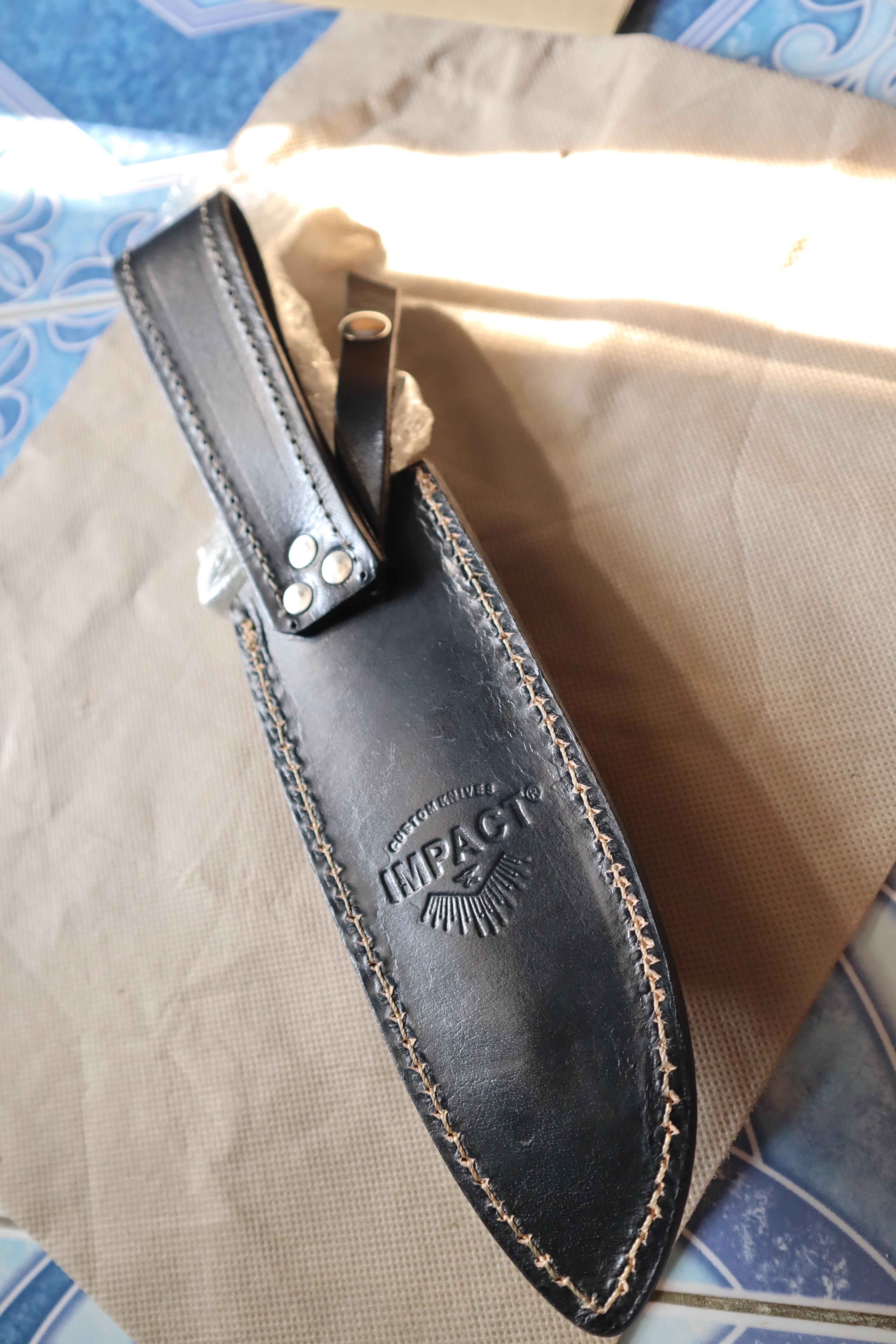 IMPACT CUTLERY RARE CUSTOM D2 MIRROR POLISHED BOWIE KNIFE BULL HORN HANDLE