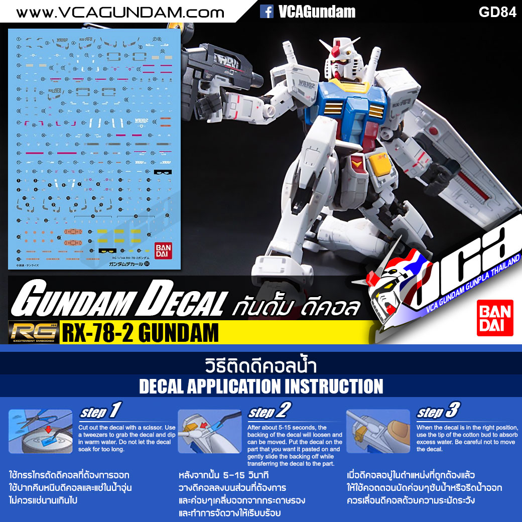 GUNDAM DECAL กันดั้ม ดีคอล | RG RX-78-2 GUNDAM