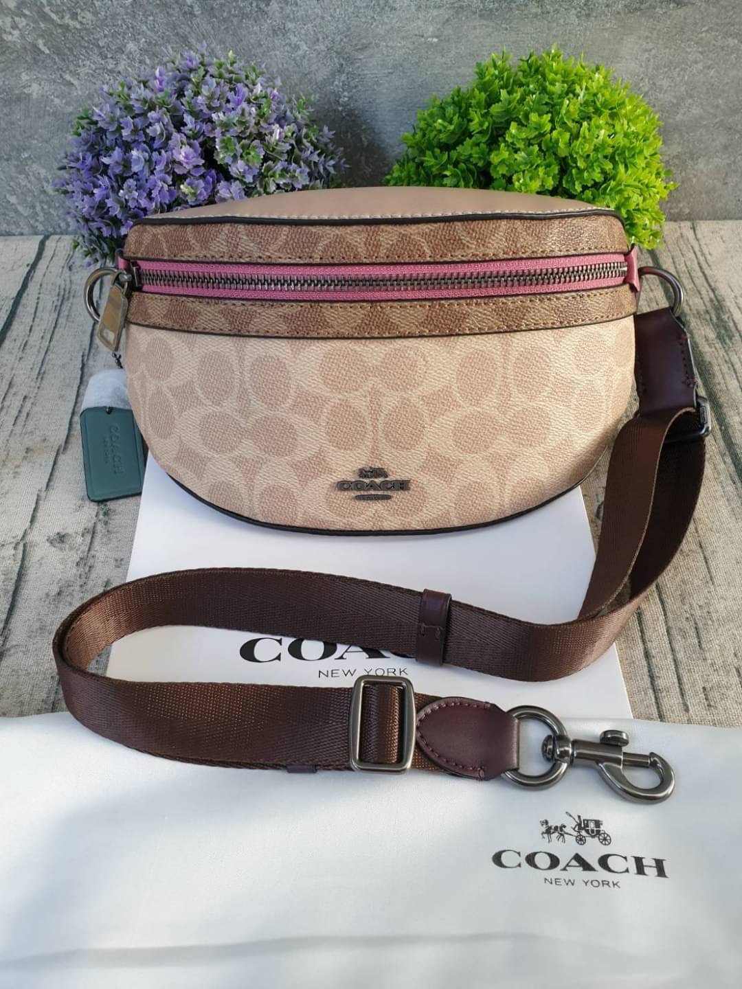 Coach Bethany Belt Bag In Blocked Signature Canvas ( Style No. 89301)