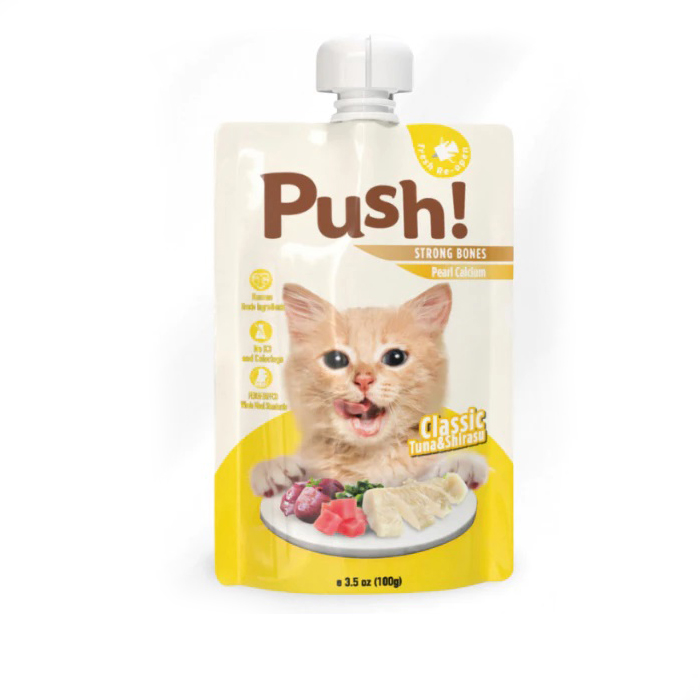 Push! อาหารเปียกแมว Complete&Balance ซองบีบ ผสมวิตามิน เนื้อมูสนุ่ม 100 g