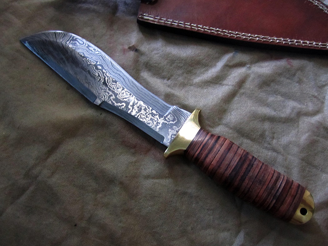มีดDAMASCUS STEEL Ash damascus steel handmade hunting bowie knife 12.5" Canada
