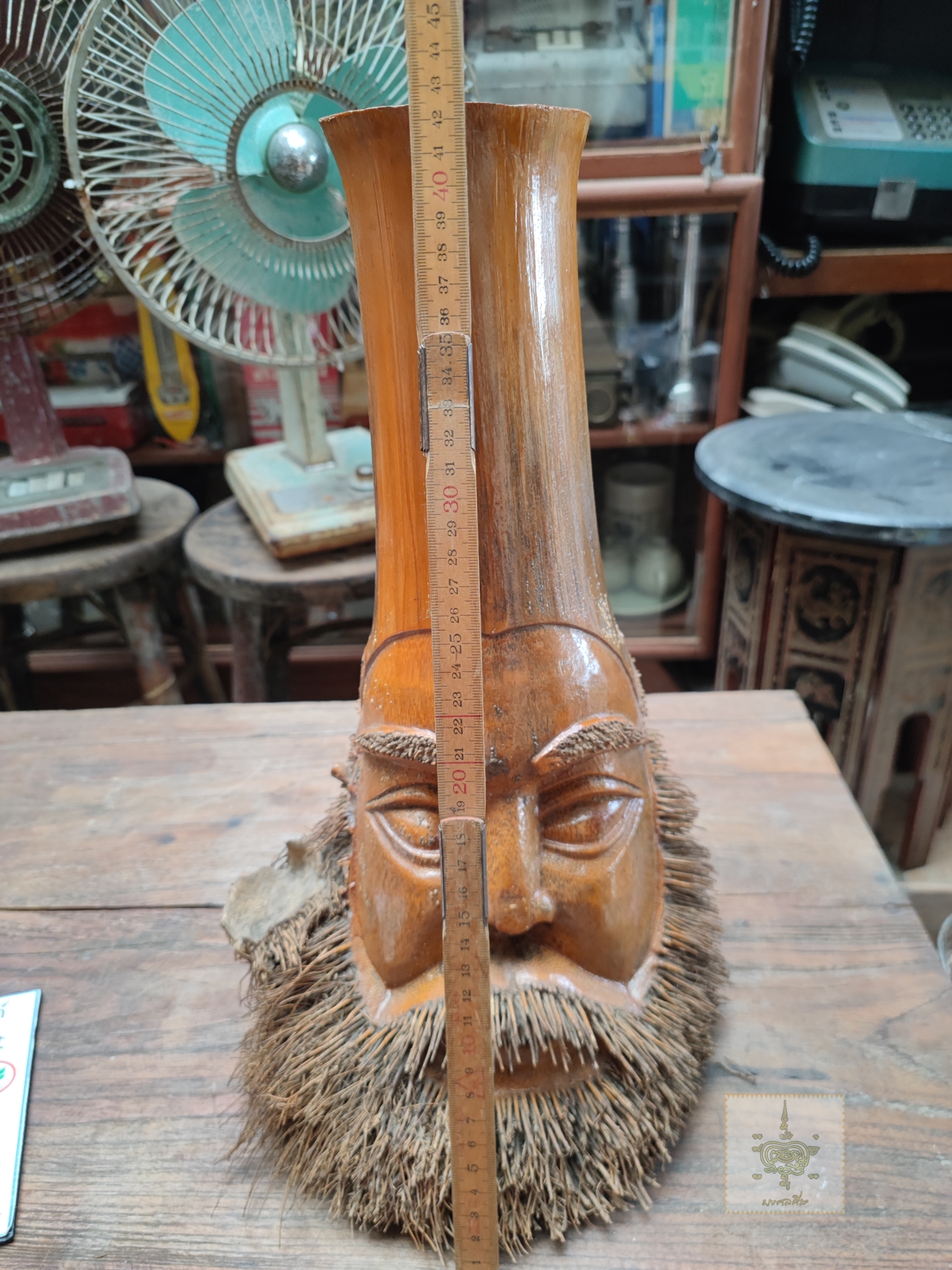 เหง้าไม้ไผ่ แกะสลักหน้าคน ขนาดใหญ่