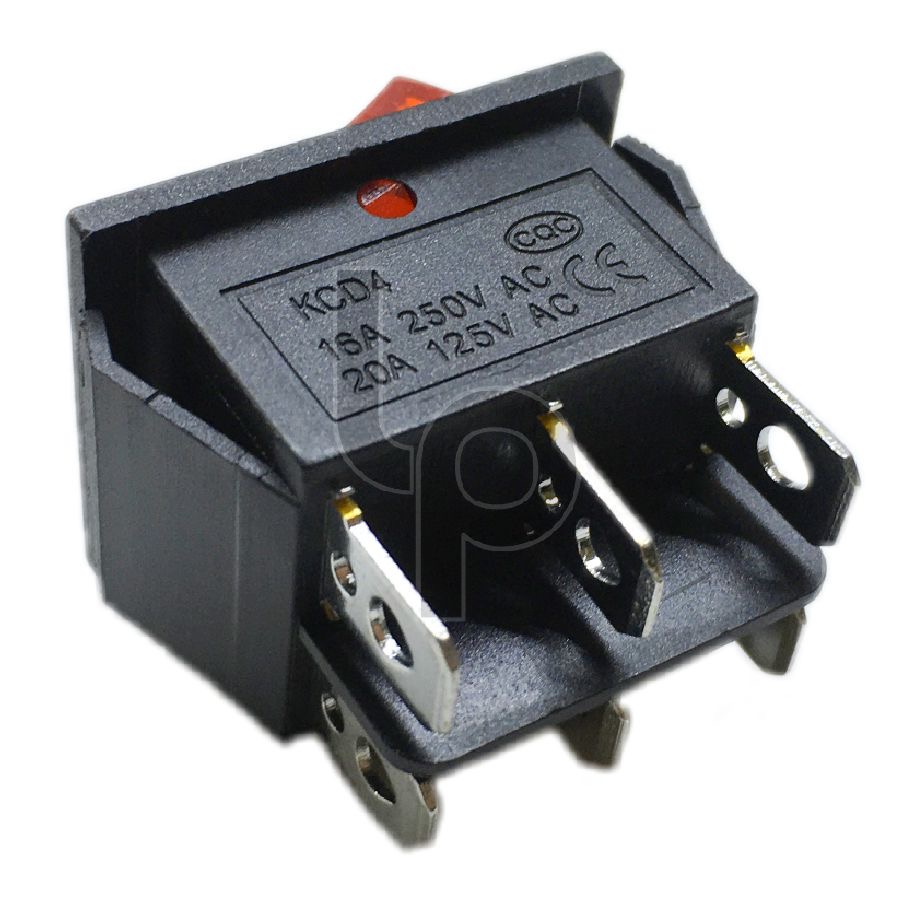 สวิตซ์เปิด-ปิด 6 ขา มีไฟ 220V ขนาด 34x25.9 mm.