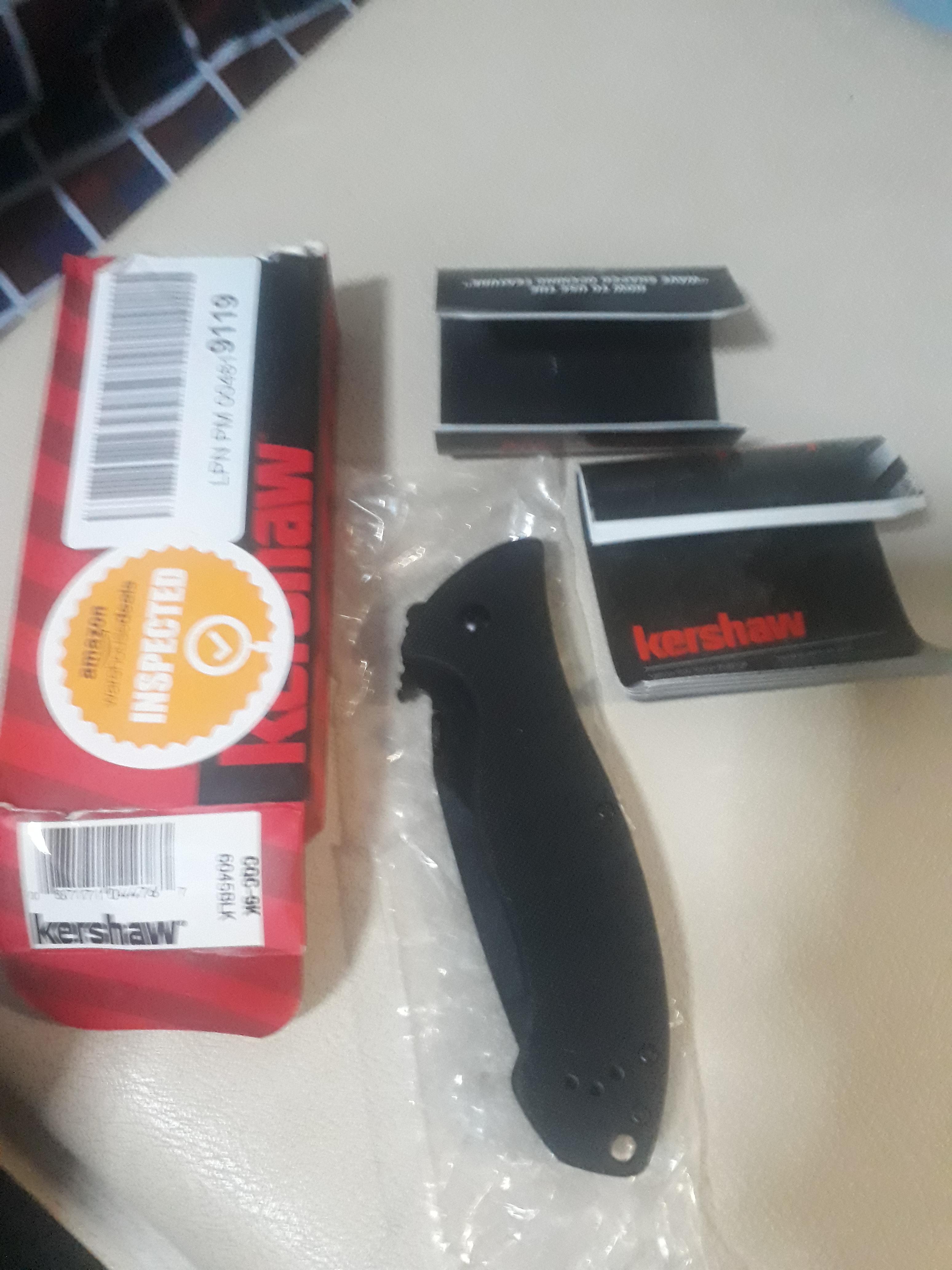 มีดพับKERSHAW EMERSON Tactical Black G10 CQC-9K Straight Folding Pocket Knife! 6045BLK