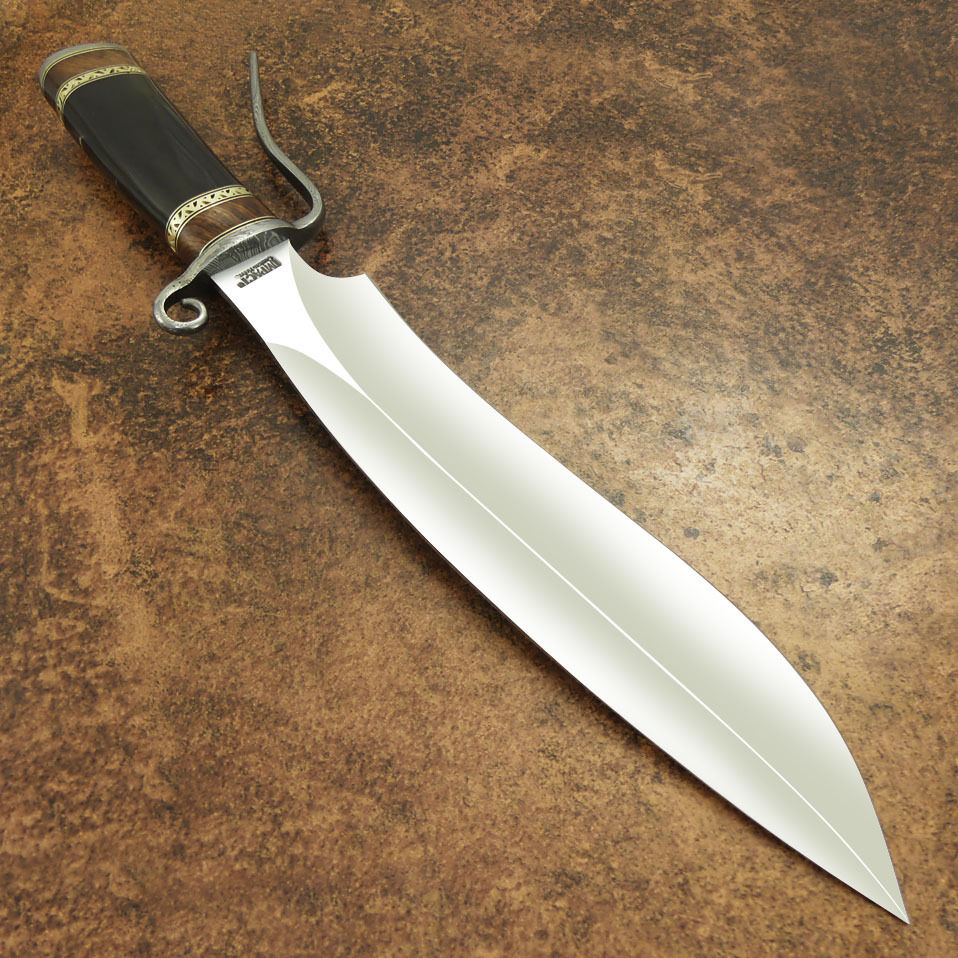 IMPACT CUTLERY RARE CUSTOM MASSIVE SASQUATCH D2 BOWIE KNIFE BULL HORN | DAMASCUS