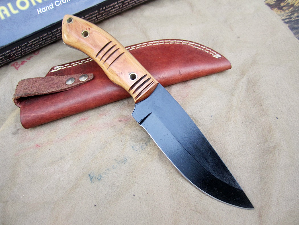 มีด ALONZO KNIVES USA CUSTOM HANDMADE SKINNER POWDER COATED 1095 STEEL KNIFE 717