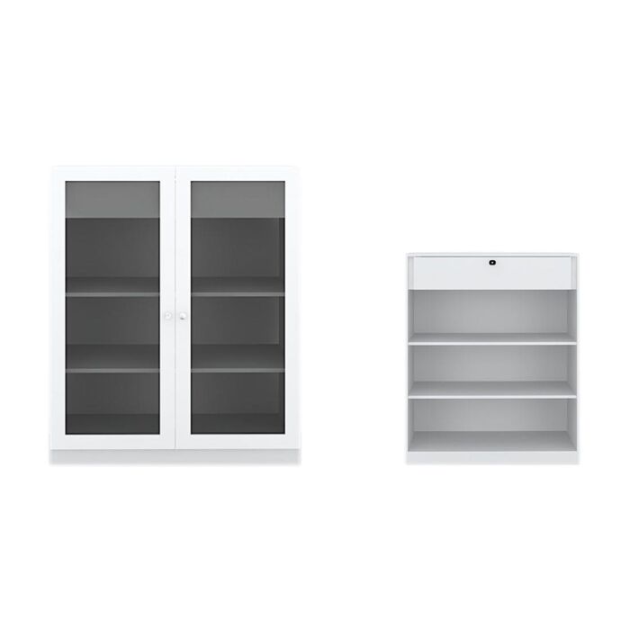 ตู้เสื้อผ้า รุ่น Blox 2.0 ขนาด 100 ซม. สีขาว Mid Gloss หน้าบานกระจกชาดำ