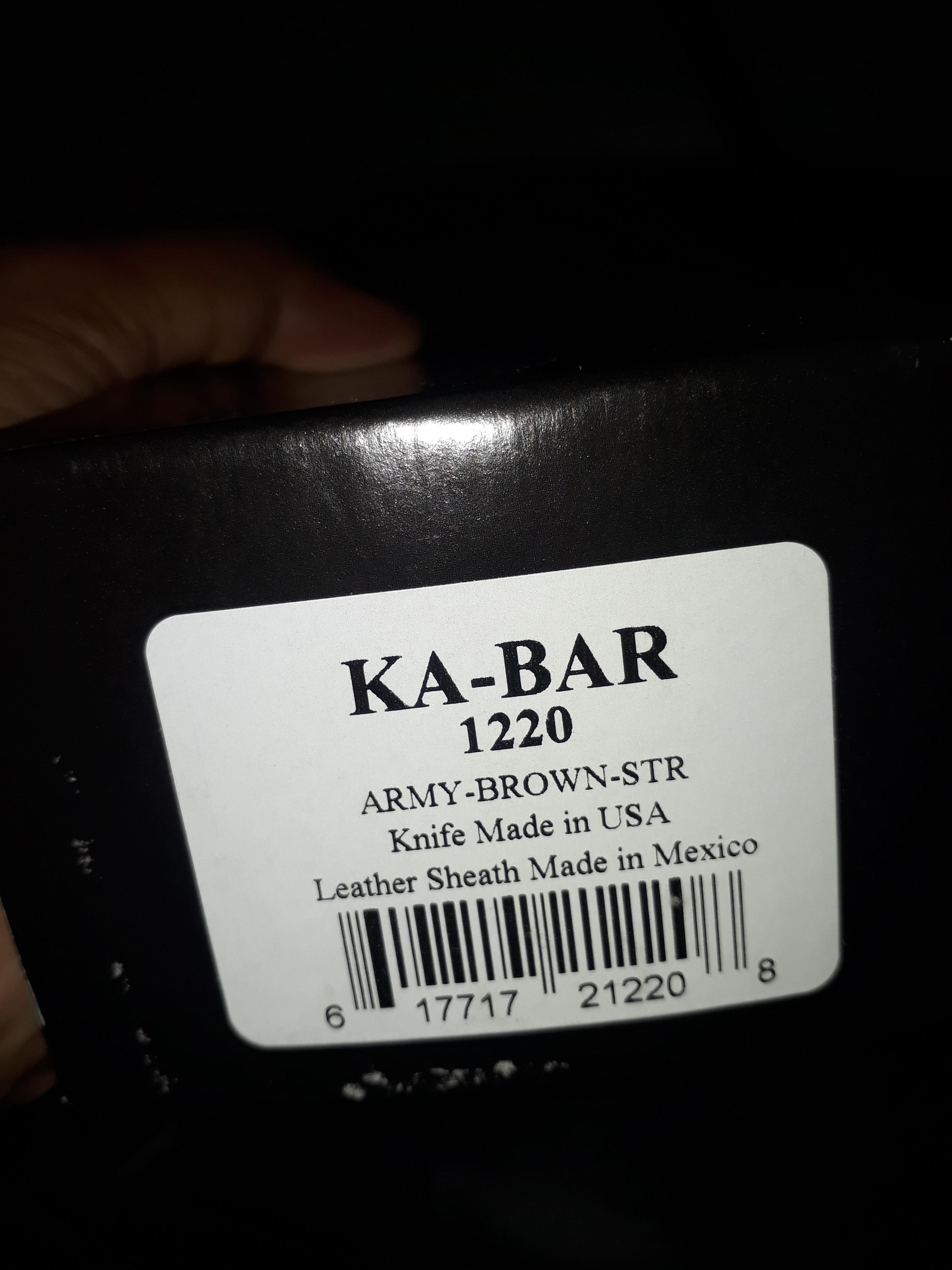 มีด Ka-Bar 1220 US Army Straight Edge Fighting/Utility Knife with Leather Sheath