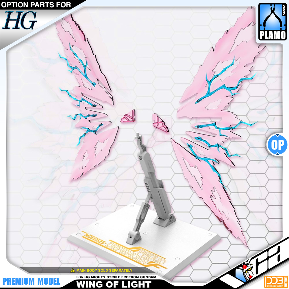 DDB Corgi Wings of Light for HG 1/144 Mighty Strike Freedom Gundam Action Figure Display Stand Holder Base VCA Thailand