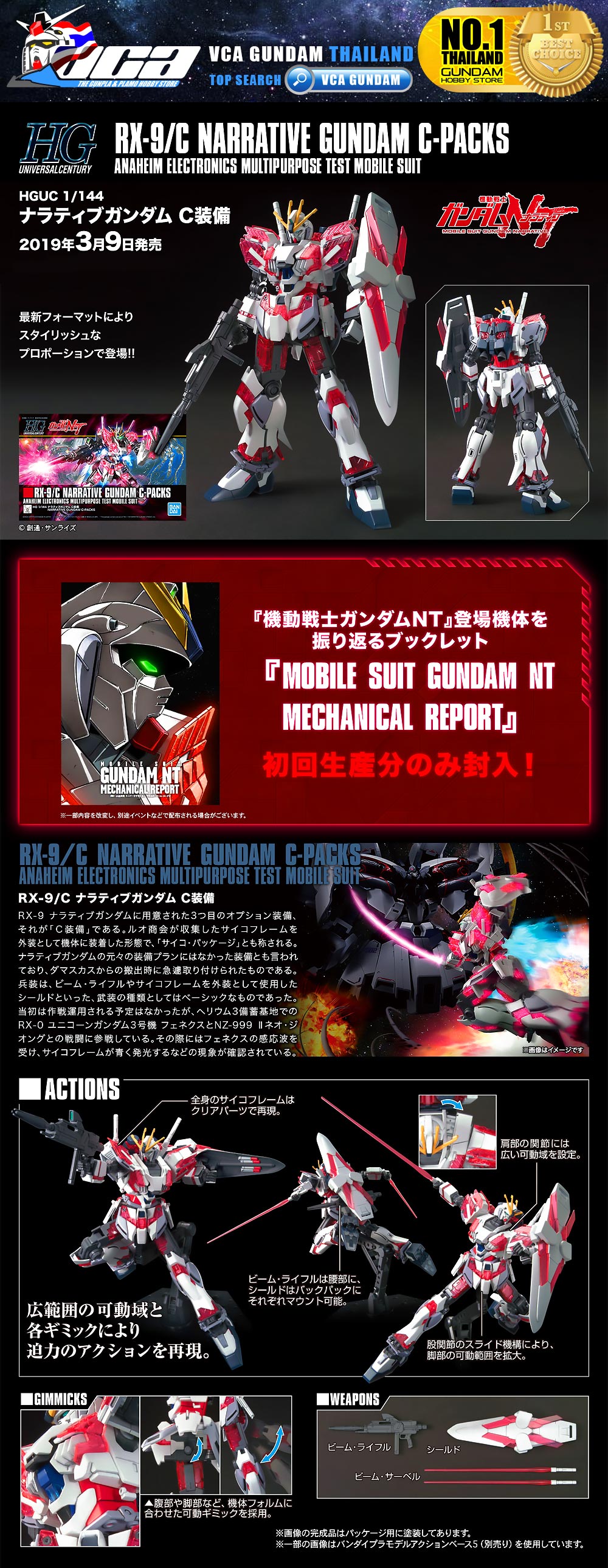 Bandai Gunpla High Grade HG NARRATIVE GUNDAM C-PACKS แนร์ราทีฟ กันดั้ม C อิควิปเม้นท์