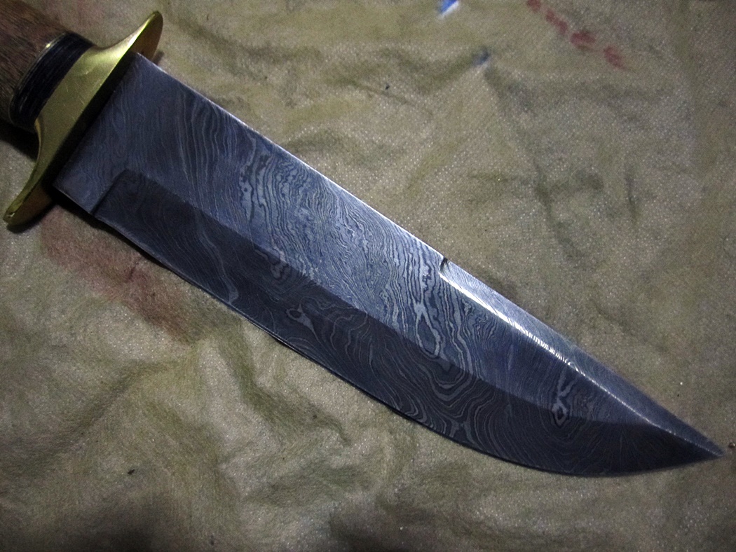 มีดDAMASCUS ASH DS4W Damascus steel handmade hunting bowie knife 13"