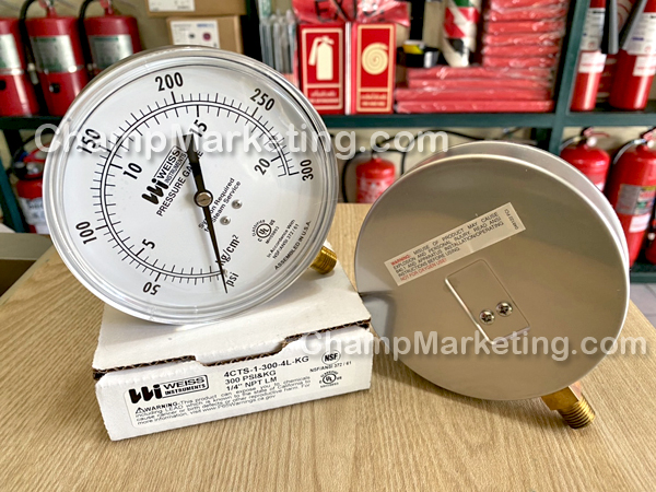 WEISS 4CTS-1 เกจ์วัดแรงดัน 4.5" สำหรับงา่น ลม น้ำมัน น้ำ แก๊ส มาตรฐาน UL 0-300psi