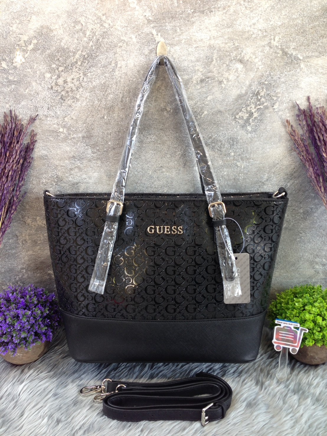 GUESS SINGNATURE SHOPPER BAG (SIZE L)