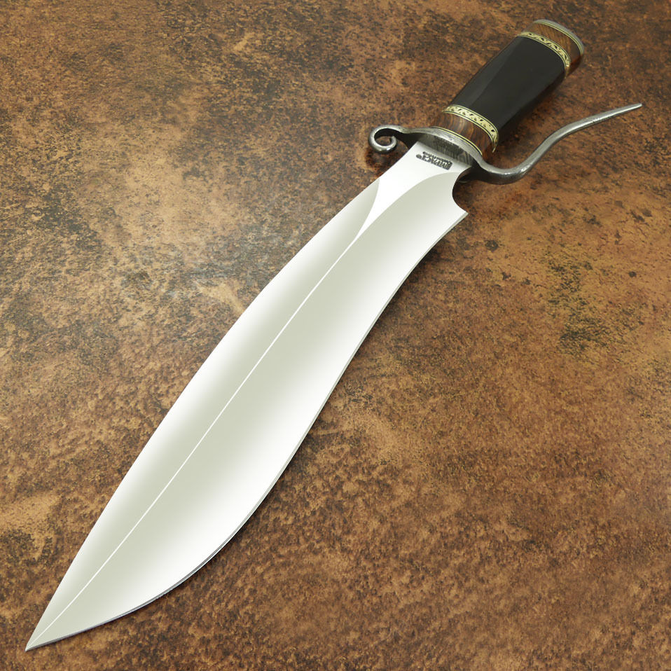 IMPACT CUTLERY RARE CUSTOM MASSIVE SASQUATCH D2 BOWIE KNIFE BULL HORN | DAMASCUS