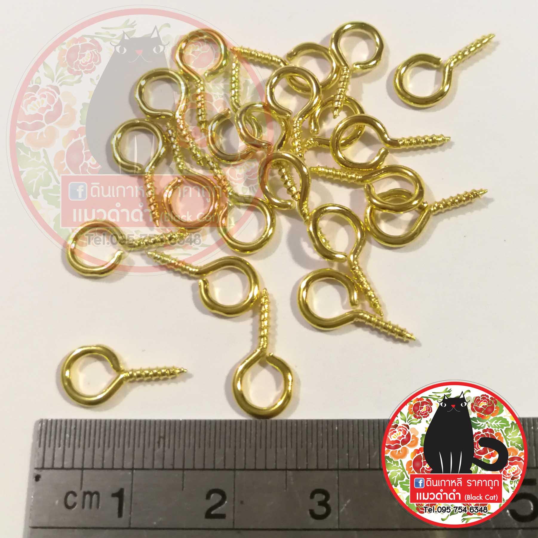สกรูอายพิณ สีทอง ขนาด 13 mm. 10 ตัว 15 บาท
