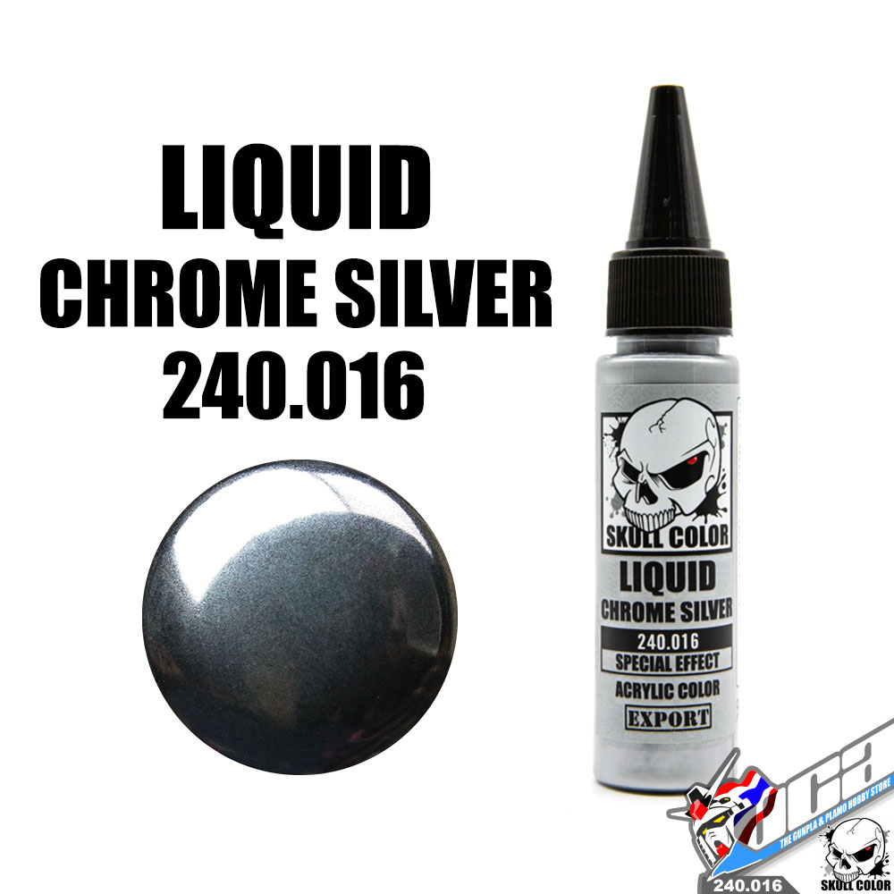 SKULL COLOR 240.016 LIQUID CHROME SILVER ACRYLIC COLOR 35ML (SPECIAL EFFECT) สีอะครีลิกสำหรับพลาสติก โมเดล