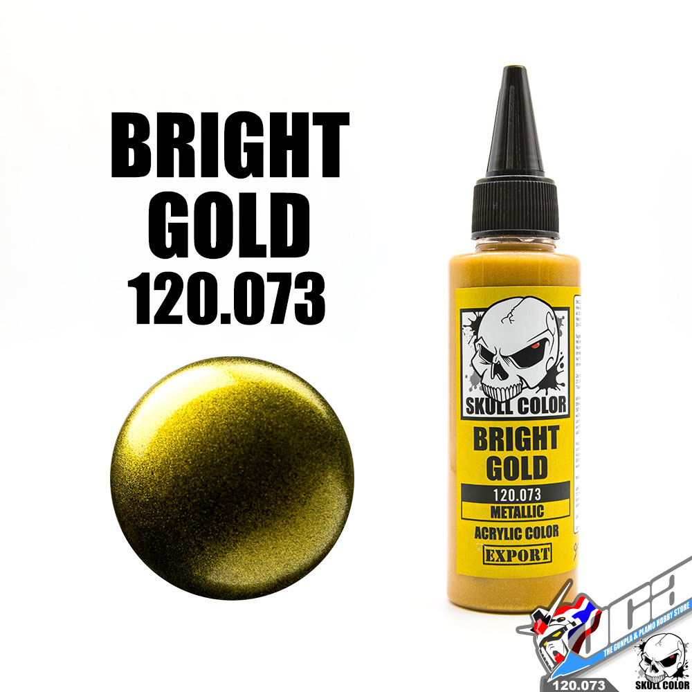 SKULL COLOR 120.073 BRIGHT GOLD ACRYLIC COLOR 60ML (METALLIC) สีอะครีลิกสำหรับพลาสติก โมเดล