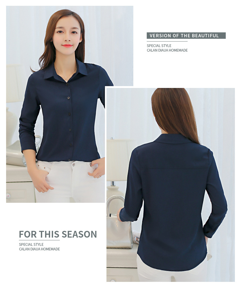 เสื้อเชิ้ตทำงานสีกรมท่าเข้ม แขนยาว