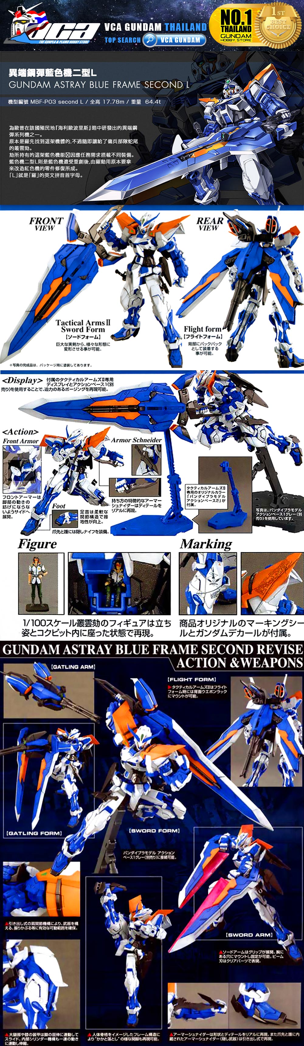 Bandai Master Grade MG GUNDAM ASTRAY BLUE FRAME SECOND REVISE กันดั้ม แอสเทรย์ บลู เฟรม