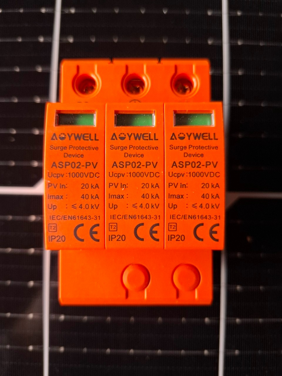AOYWELL กันฟ้าผ่า DC รุ่น ASP02-PV DC SPD 1000V 3P 20-40KA กันฟ้าผ่า อุปกรณ์ป้องกันฟ้าผ่า Surge Protection เสิร์จ เสิร์จกันฟ้าผ่า ป้องกันฟ้าผ่า ออยเว็ล