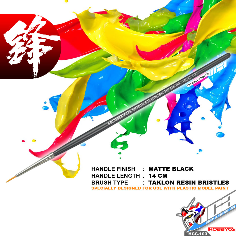 HOBBYCA HCC-103 HIGH FINISH HF PAINT PLASTIC MODEL BRUSH NO 00 ULTRA FINE พู่กันทามิย่าละเอียดสูงโมเดลกันดั้ม VCA GUNDAM