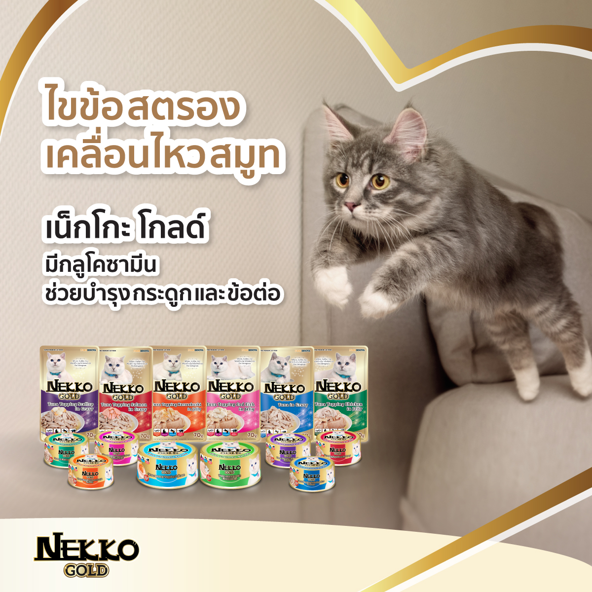 อาหารเปียกแมว Nekko Gold ผลิตจากปลาเนื้อขาว Human Grade ขนาด 70 X12g ยกโหล