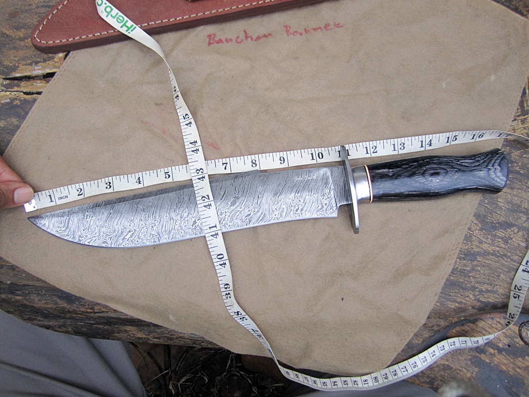 มีดเดินป่าJohn Smith's Custom Handmade Damascus Steel Bowie Knife Hunting Camping Tactical จากประเทศ UK. (C5)