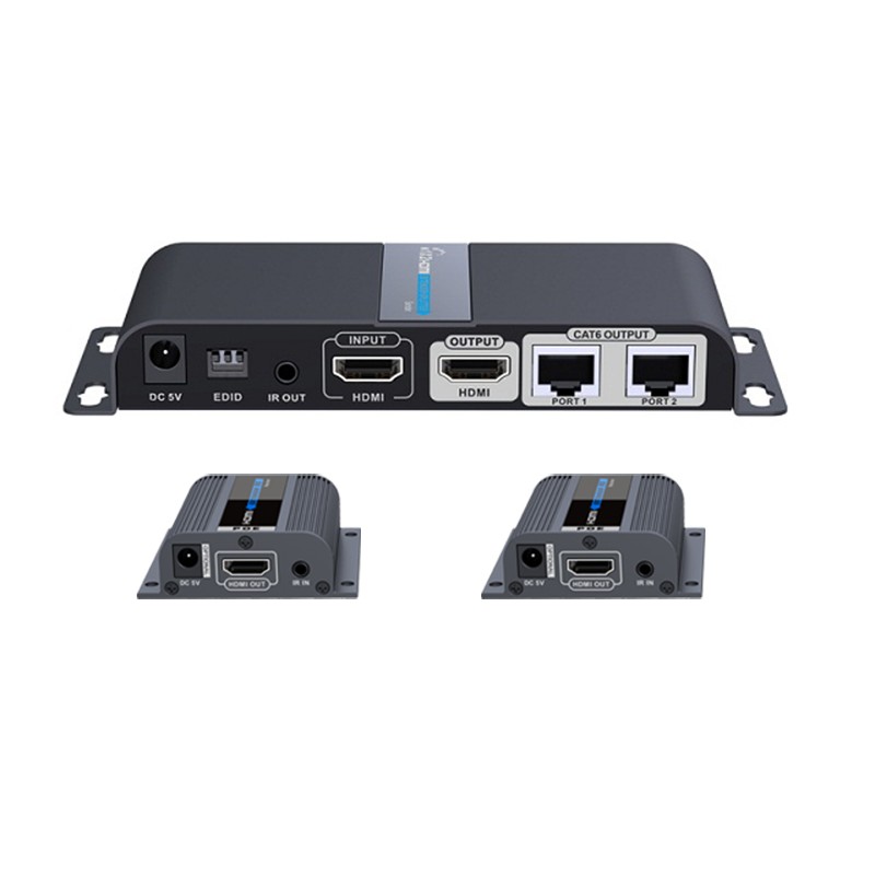 VANZEL รุ่น LH-102EA 2 PORT HDMI SPLITTER & 40M. EXTENDER OVER CAT6/6A/7 WITH RX POE SUPPORT
