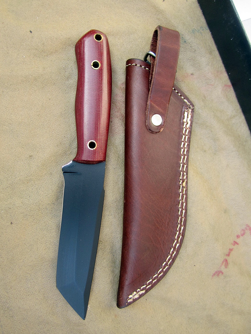 มีดพกสั่น ALONZO KNIVES USA CUSTOM HANDMADE TANTO POWDER COATED 1095 STEEL KNIFE 293