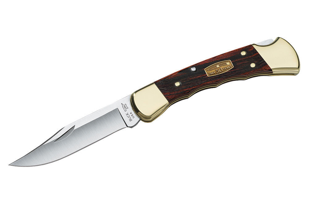 มีดพับBuck Knives 110 Hunter Knife 50th Anniversary Edition Leather Sheath 110BRSFG-B