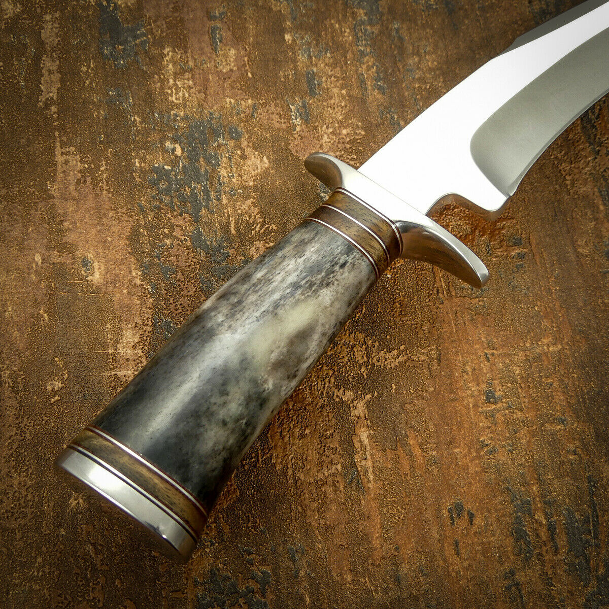 IMPACT CUTLERY RARE CUSTOM D2 BOWIE KNIFE CAMEL BONE HANDLE