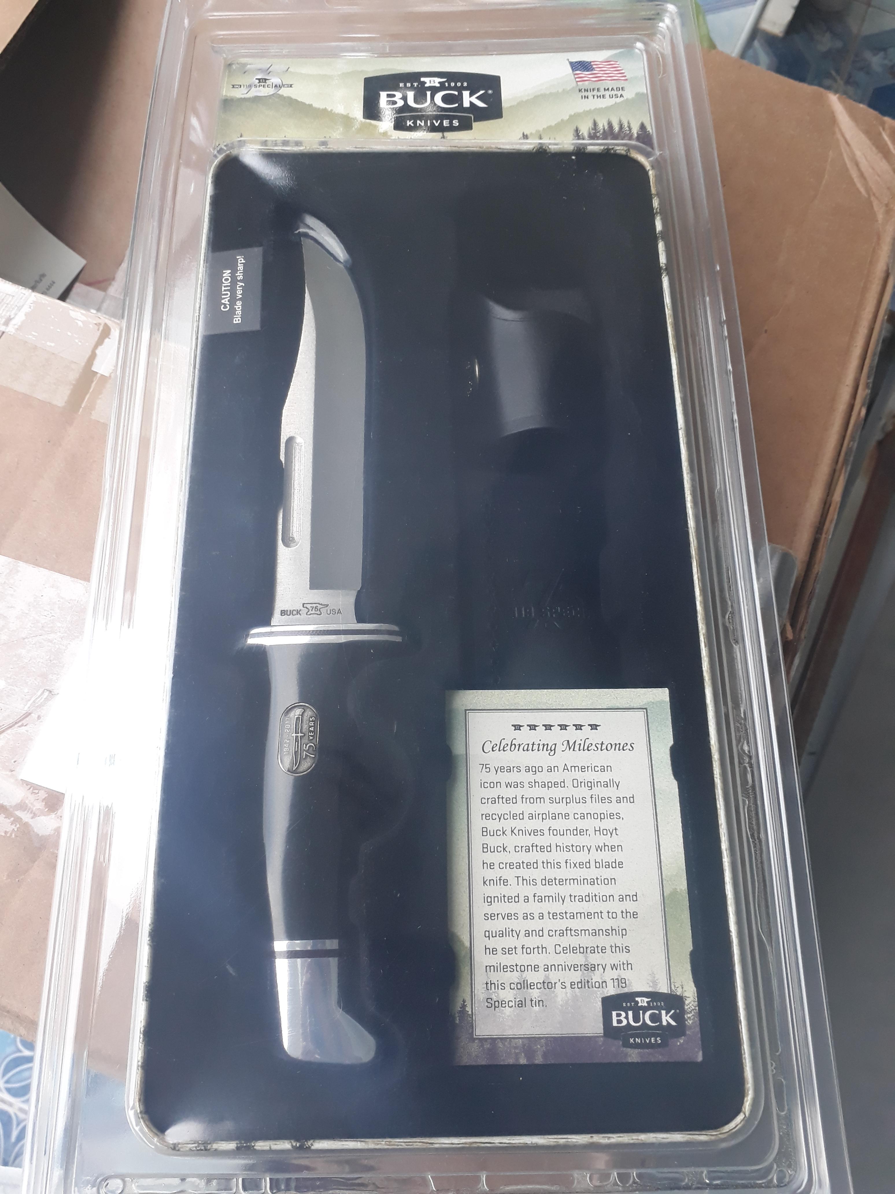 มีดBuck Knives 119 SPECIAL 75th Anniversary Fixed Blade Knife with Collectors Tin (กล่องเหล็ก)