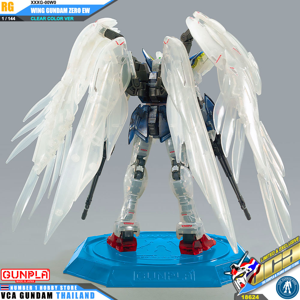 BANDAI GUNPLA THE GUNDAM BASE LIMITED REAL GRADE RG 1/144 WING GUNDAM ZERO EW CLEAR COLOR โมเดลกันดั้ม กันพลา VCA GUNDAM