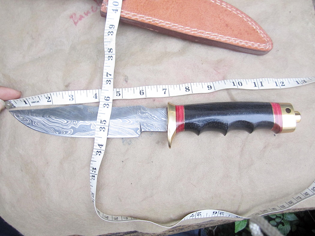 มีด Damascus steel custom hand made hunting Bowie knife 12" ASH