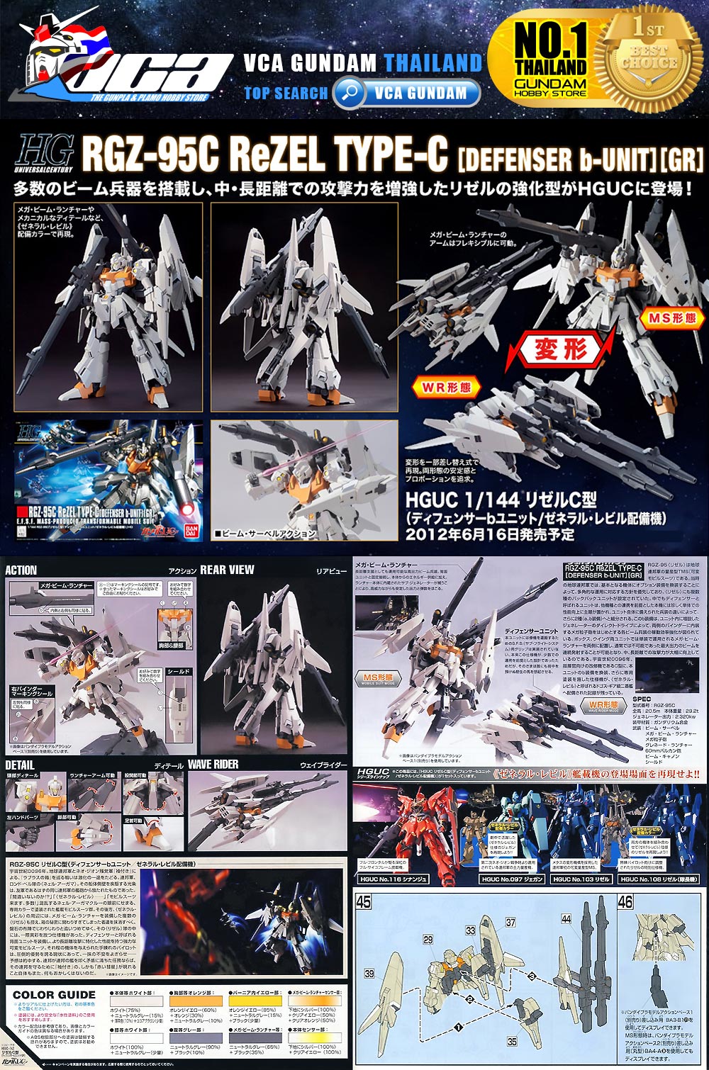 HG RGZ-95C REZEL TYPE-C DEFENSER B-UNIT GR เรเซล