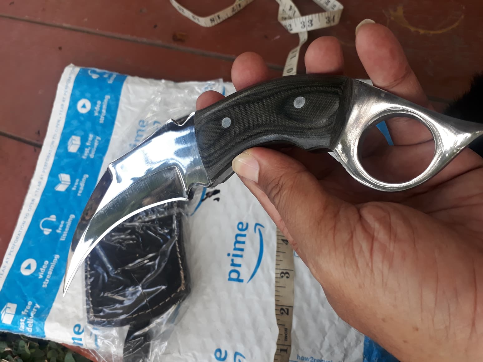 มีดคารัมบิทKARAMBIT D2 USA. 184 MICARTA HANDLE