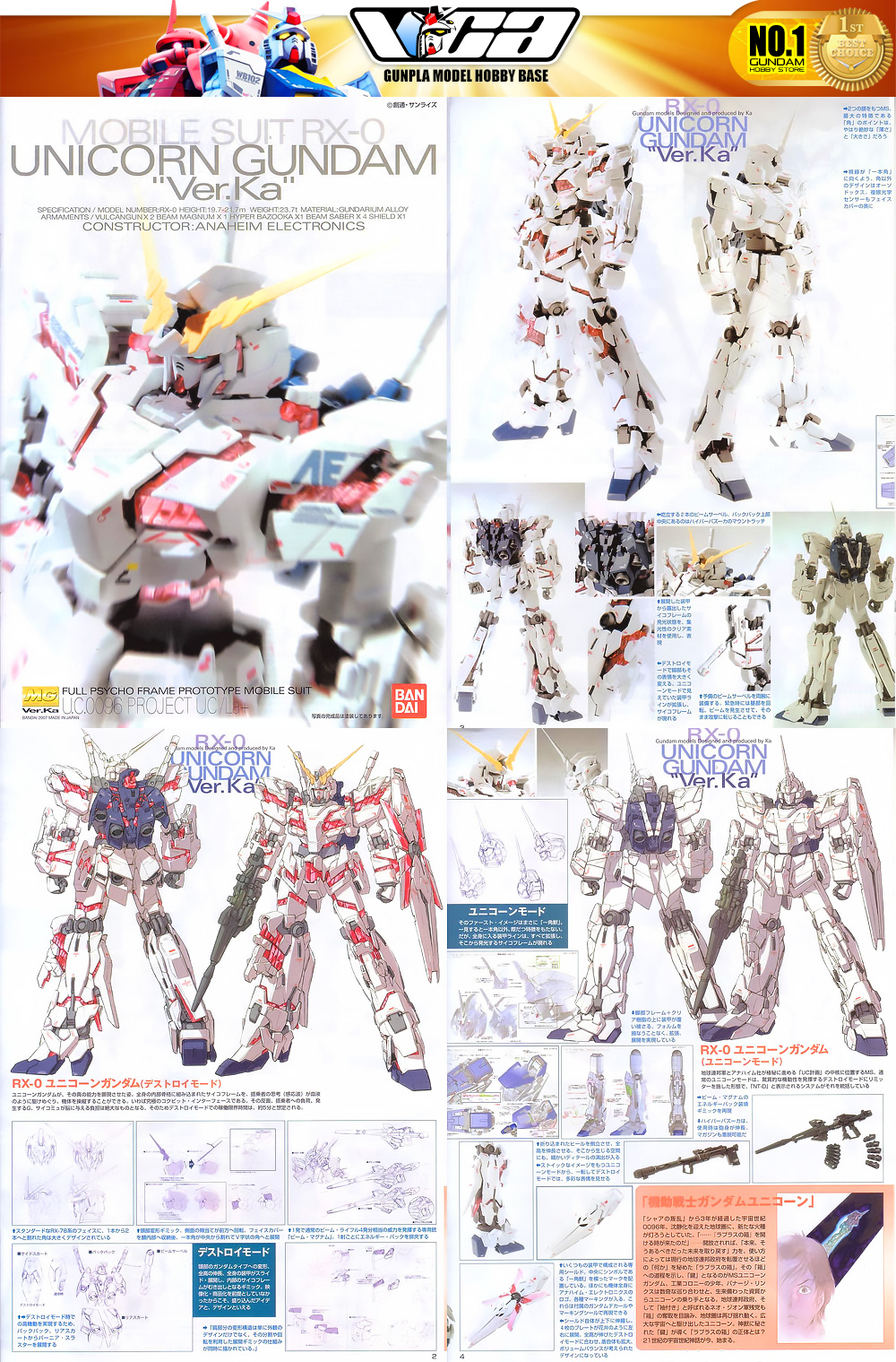⭐️ BANDAI GUNPLA MASTER GRADE MG 1/100 RX-0 UNICORN GUNDAM VER KA ประกอบ หุ่นยนต์ โมเดล กันดั้ม กันพลา ของเล่น VCA GUNDAM