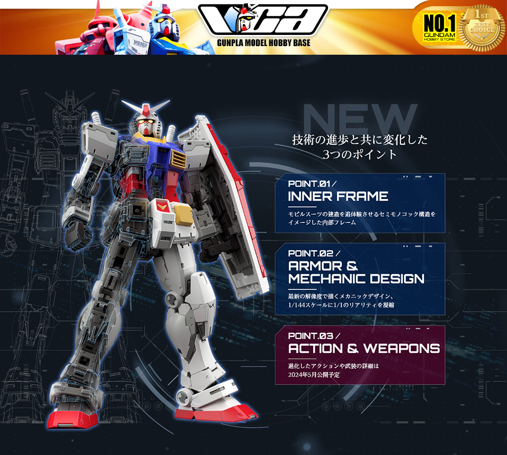 Bandai Gunpla Real Grade 1/144 RG RX-78-2 Gundam Ver 2.0 Plastic Model Action Figure Toy VCA Thailand