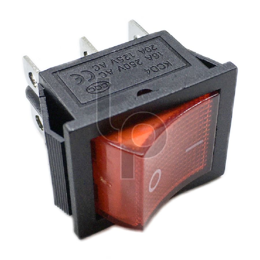 สวิตซ์เปิด-ปิด 6 ขา มีไฟ 220V ขนาด 34x25.9 mm.