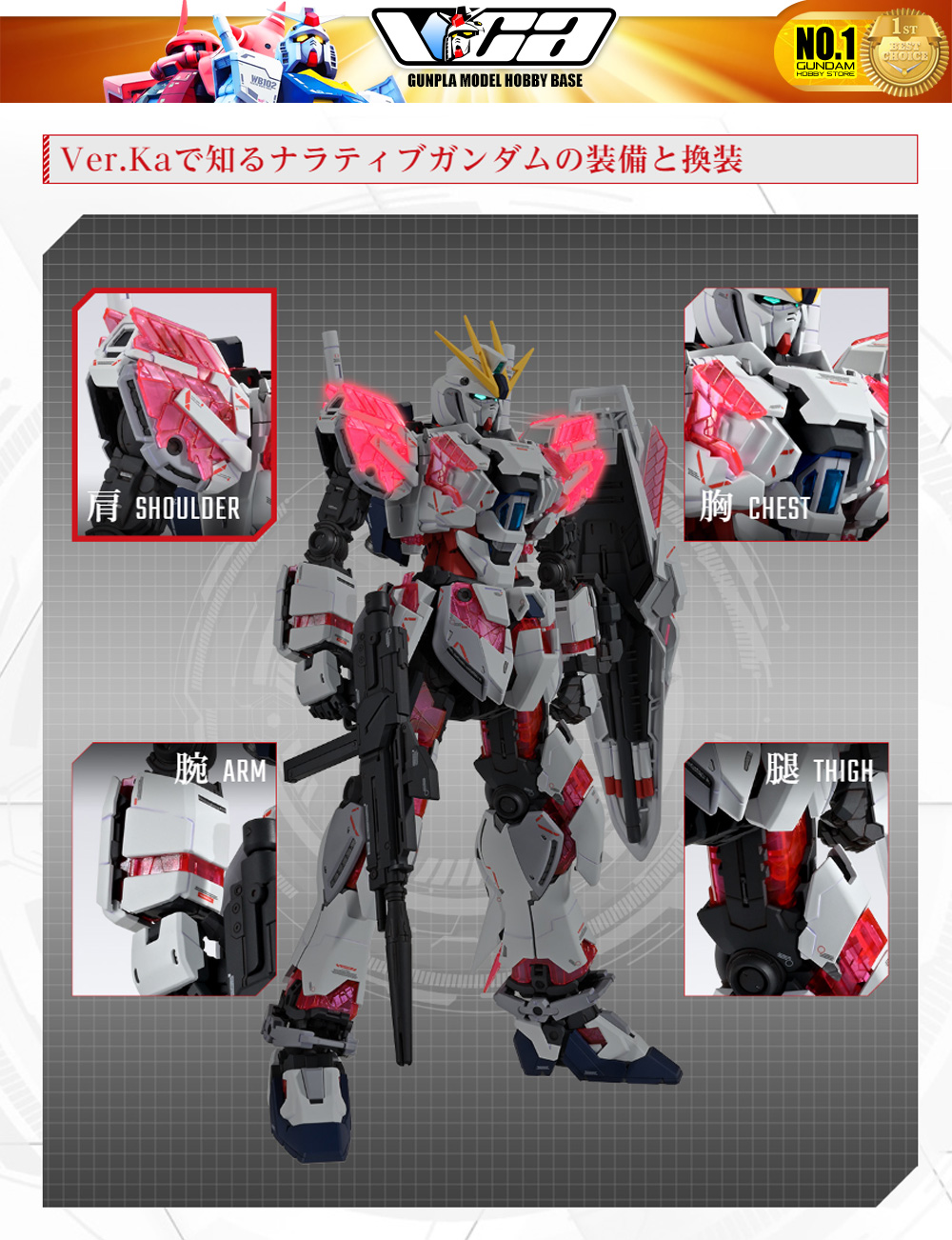 Bandai Gunpla Narrative Gundam Ver Ka Model Action Figure Toy VCA Gundam Thailand