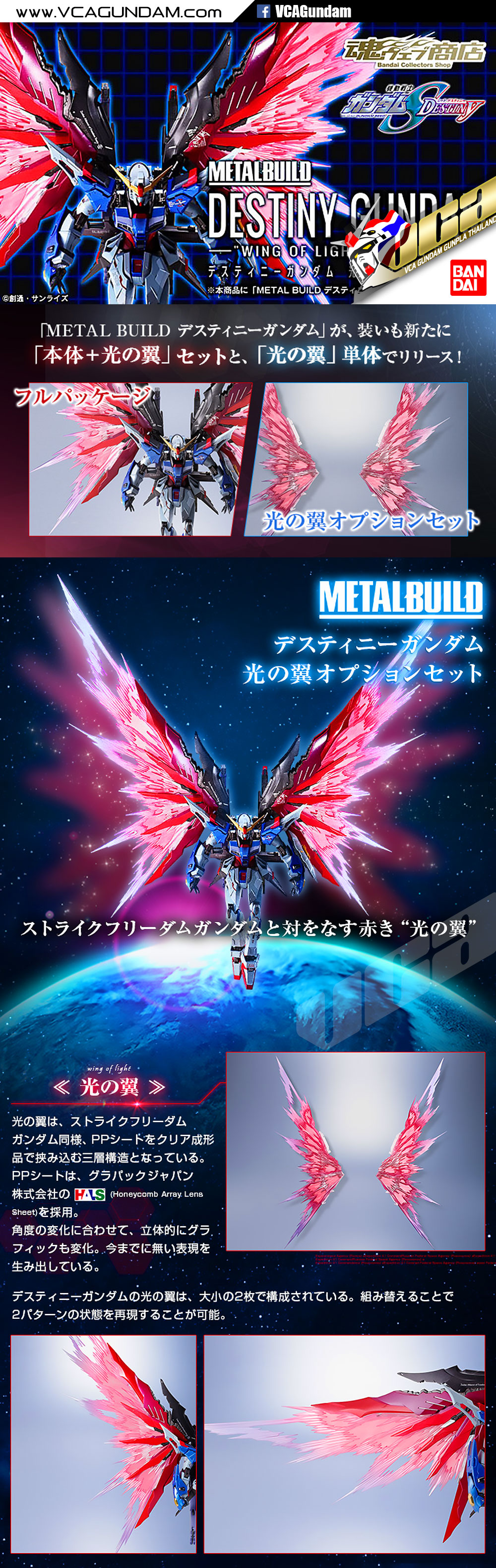MB WING OF LIGHT OPTION SET FOR DESTINY GUNDAM