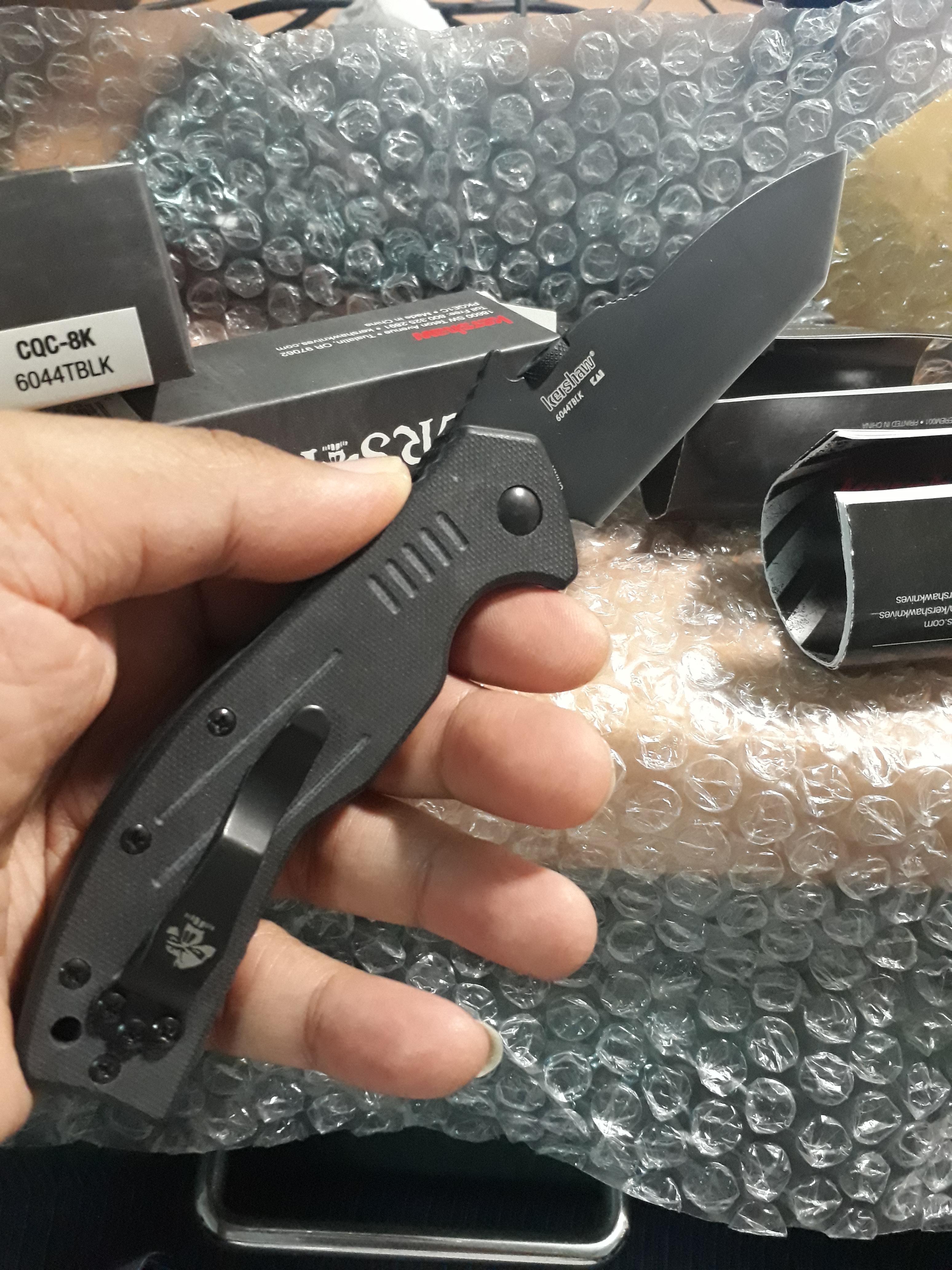 มีดพับKershaw Emerson 6044TBLK CQC-8K Folding Knife 3.5" Black Tanto Blade