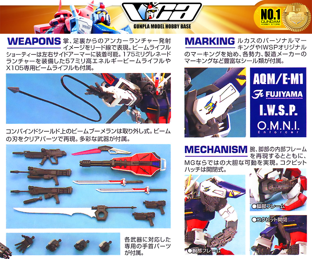 Master Grade Plastic Model Kits Series MG GAT-X105E+AQM/E-M1 Strike E + I.W.S.P.