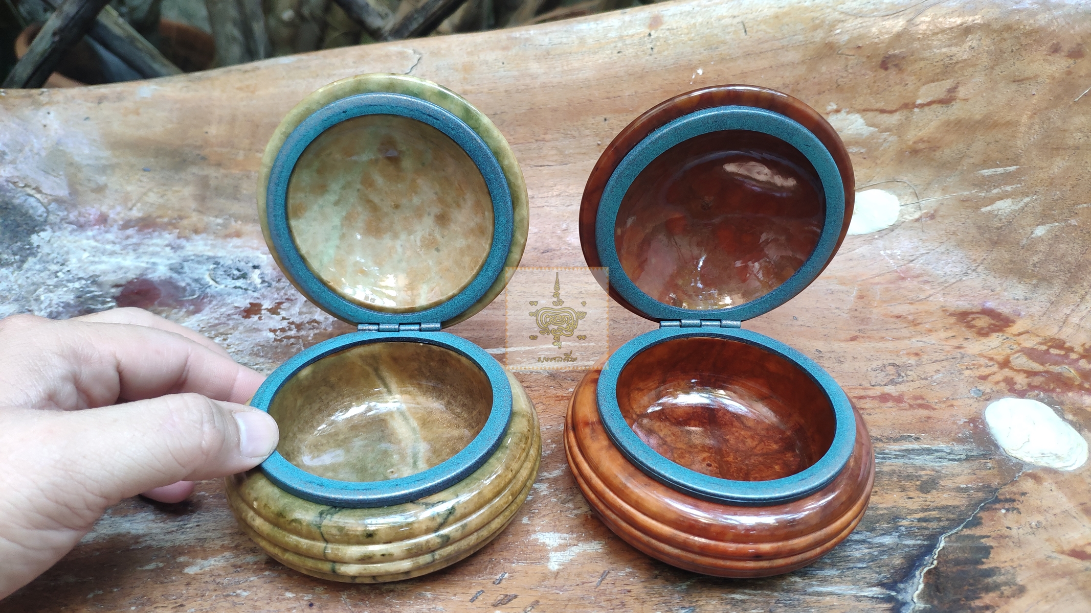 กล่องใส่เครื่องประดับหิน genuine alabaster made in italy แพคคู่