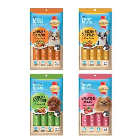 Smart Heart ขนมสุนัข Smartheart Creamy Dog Treats 15gX4 ซอง