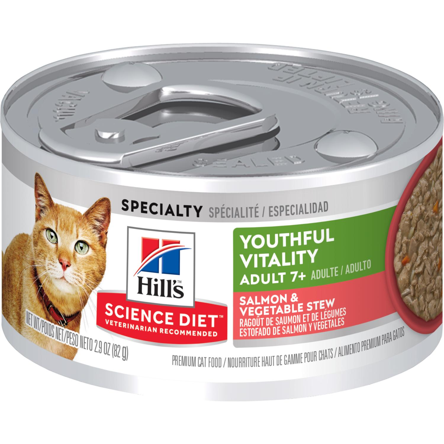 Hill's Science Diet Senior Vitality 7+ Salmon& Vegetable Stew cat food อาหารแมว 7 ปี+ สูตรแซลมอนและผัก , 5.5 oz