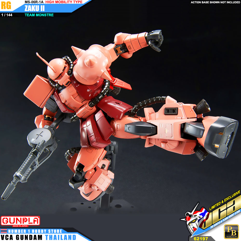 PREMIUM BANDAI GUNPLA REAL GRADE RG 1/144 MS-06R-1A HIGH MOBILITY TYPE ZAKU II TEAM MONSTRE CUSTOM โมเดล กันดั้ม กันพลา VCA GUNDAM
