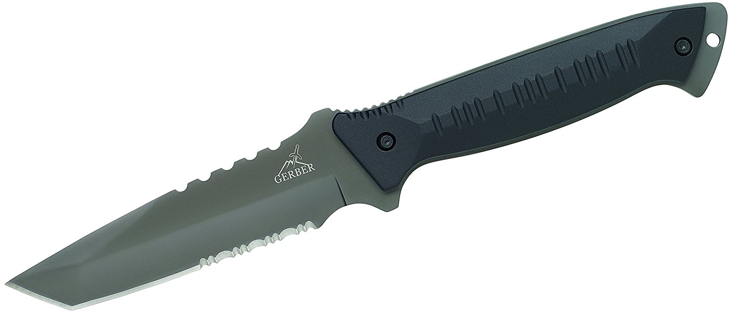 มีดใบตายGerber Warrant Knife, Serrated Edge, Tanto, with Camo Sheath [31-000560]